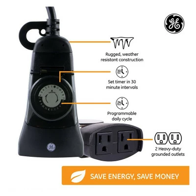 GE Outdoor Plug-In 24-Hour Mechanical Timer 3 GE Outdoor Plug-In 24-Hour Mechanical Timer - Image 3