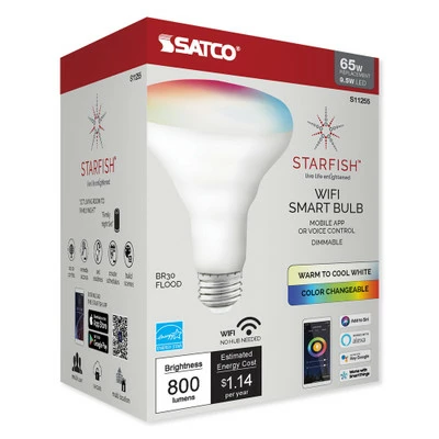 SATCO Starfish Wi-Fi 9.5W Color Changing And Tunable White BR30 Reflector Lamp 2 SATCO Starfish Wi-Fi 9.5W Color Changing And Tunable White BR30 Reflector Lamp - Image 2