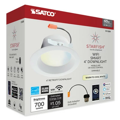 SATCO Starfish Wi-Fi 4" LED Tunable & Dimmable White Recessed Retrofit Downlight 2 SATCO Starfish Wi-Fi 4" LED Tunable & Dimmable White Recessed Retrofit Downlight - Image 2