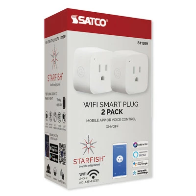 SATCO Starfish Wi-Fi 10A Mini Square On-Off Outlets 2 SATCO Starfish Wi-Fi 10A Mini Square On-Off Outlets - Image 2